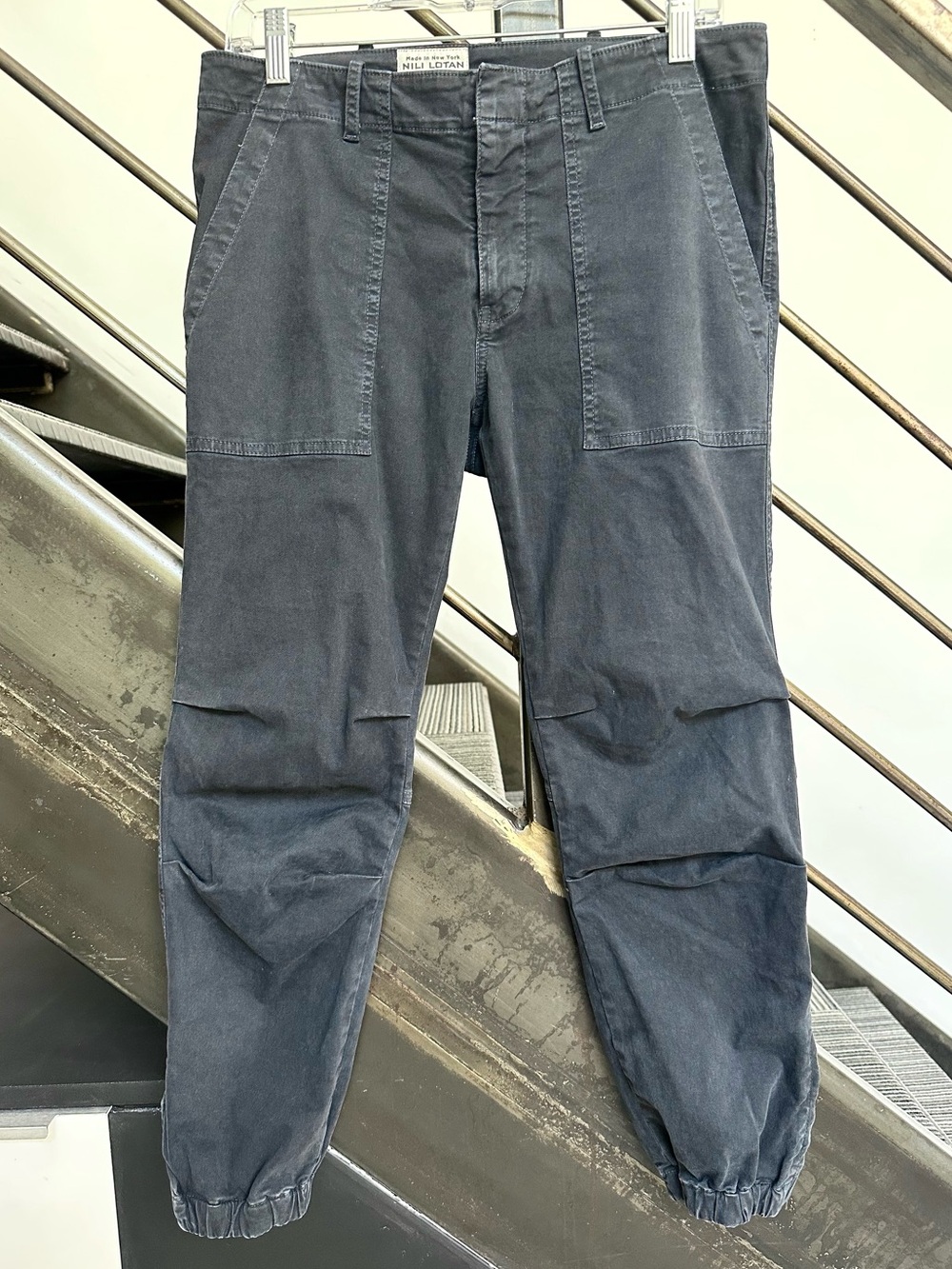 NILI LOTAN washed black stretch cropped military pant 6